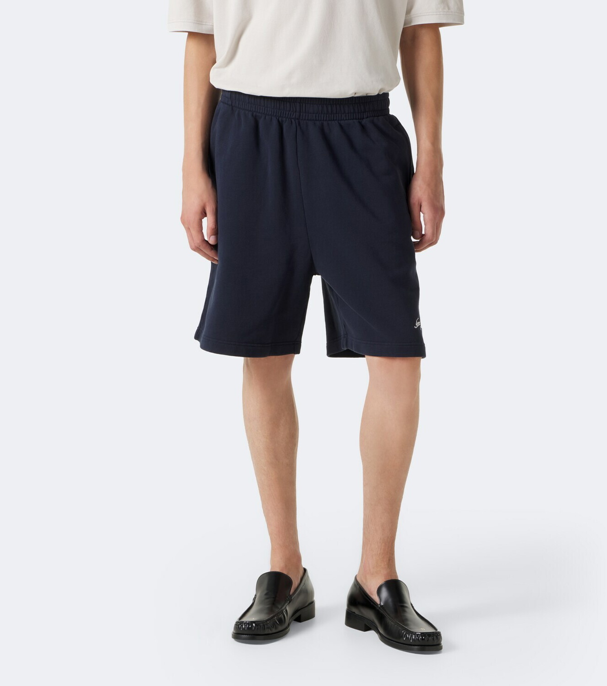Acne Studios Logo embroidered cotton fleece shorts