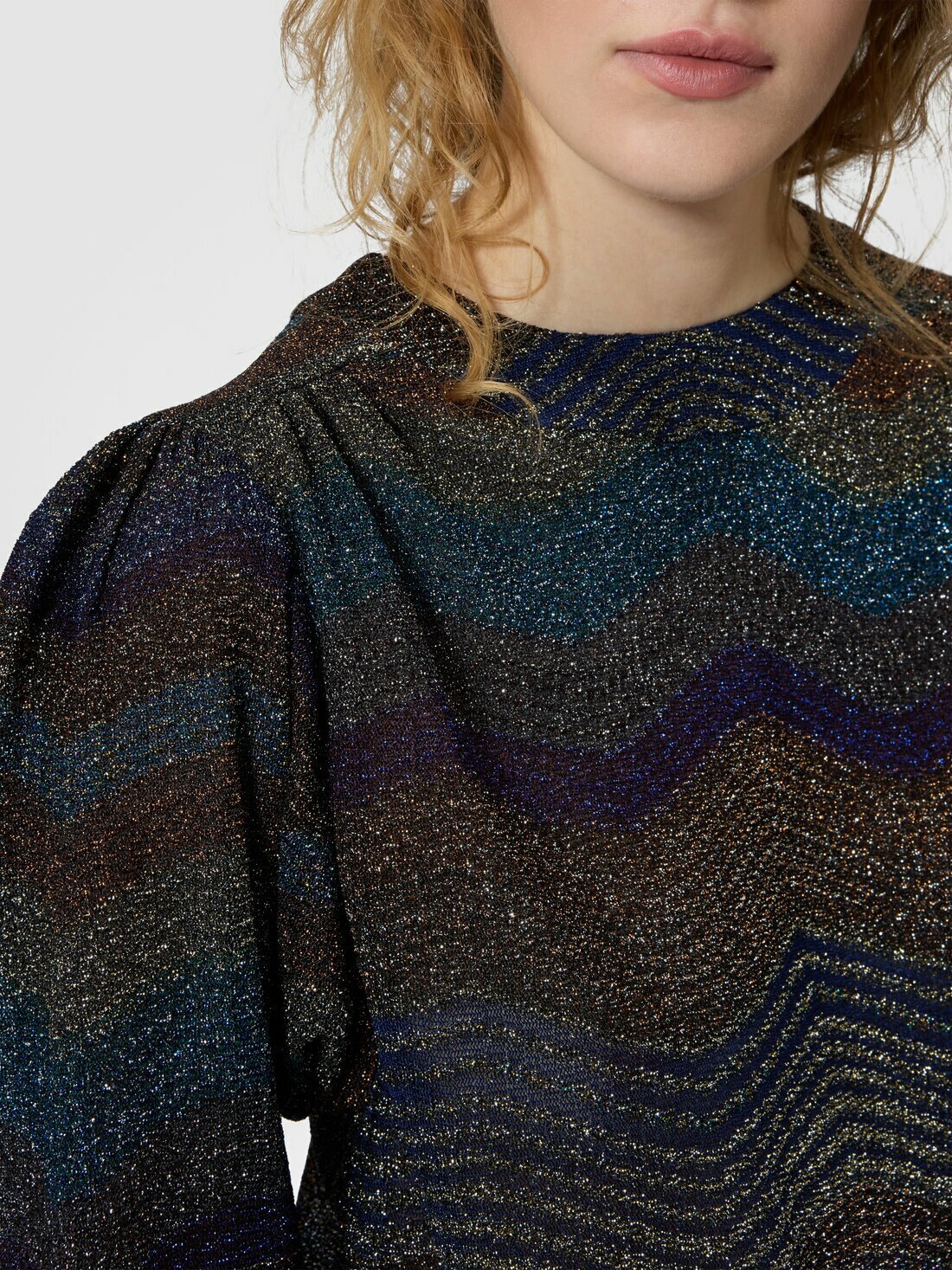 Missoni - Viscose lamé sweater with wave motif, Women, Multicoloured
