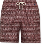 Rubinacci - Mid-Length Printed Swim Shorts - Burgundy