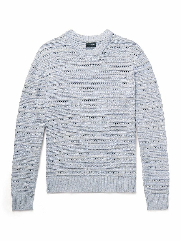 Photo: Club Monaco - Links Pointelle-Knit Cotton-Blend Sweater - Blue