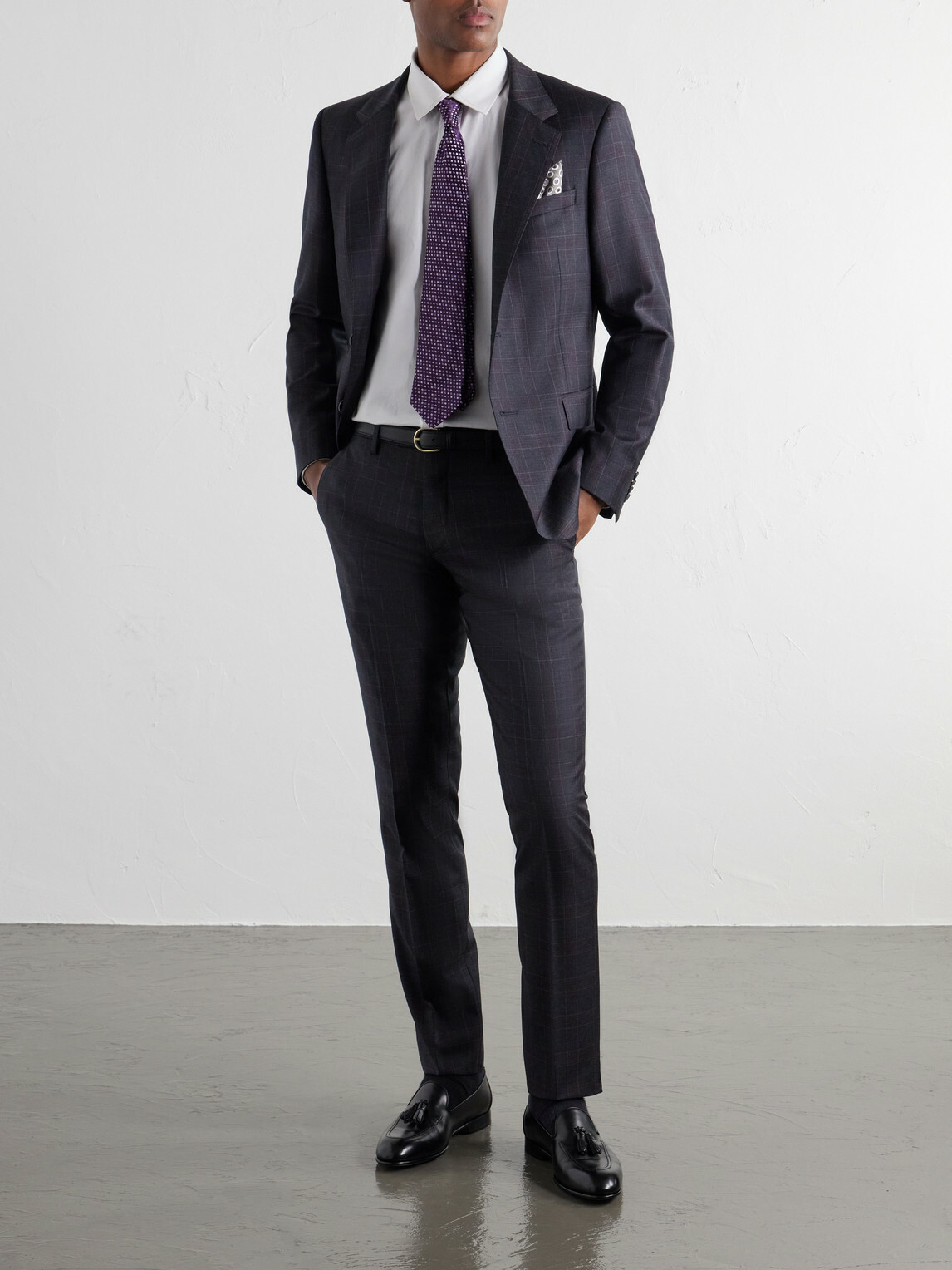 Mr P. - Straight-Leg Checked Wool-Twill Trousers - Gray