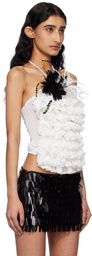 Fancì Club White Soo Halter Ruffle Tank Top