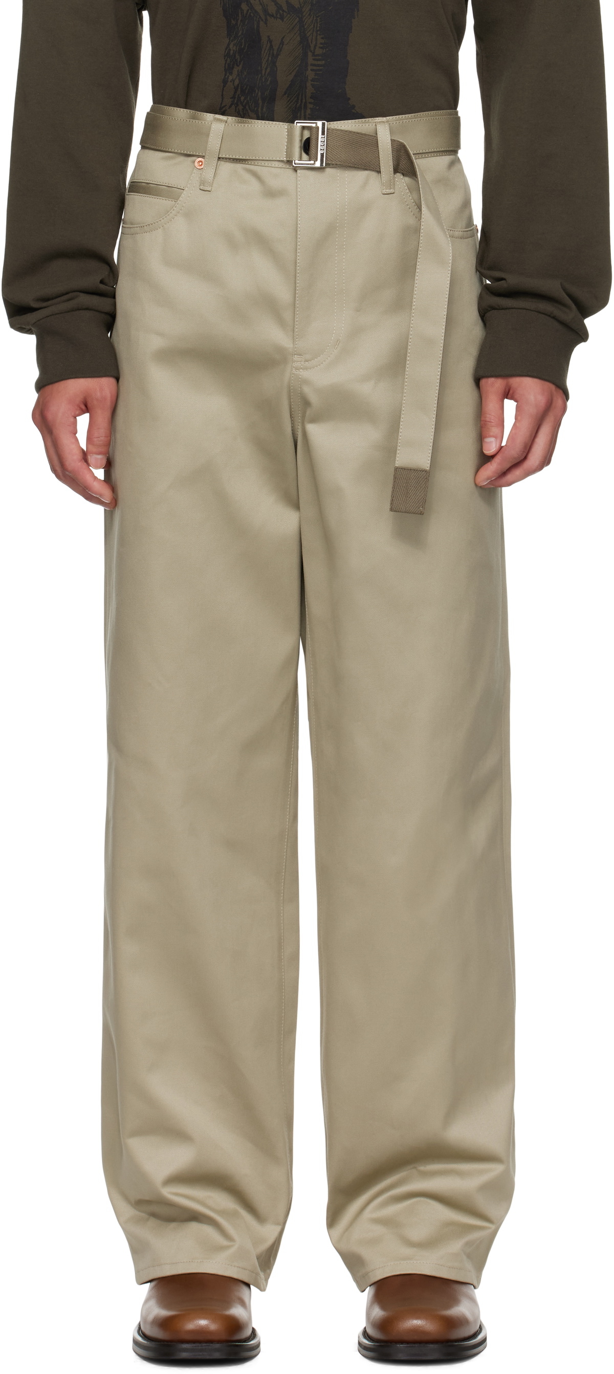 sacai Brown Rip Stop Cargo Pants Sacai