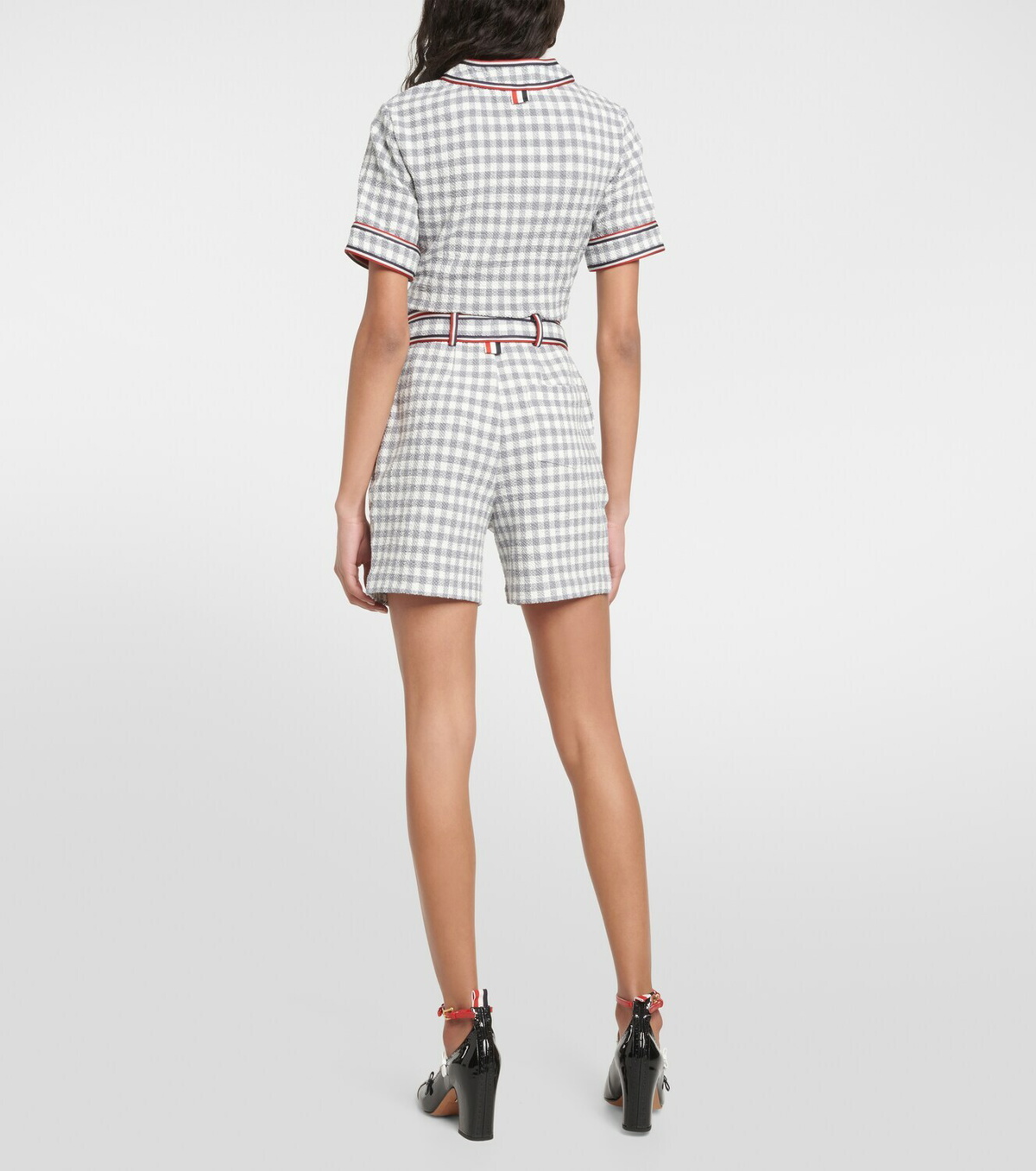 Thom Browne - High-rise gingham cotton shorts