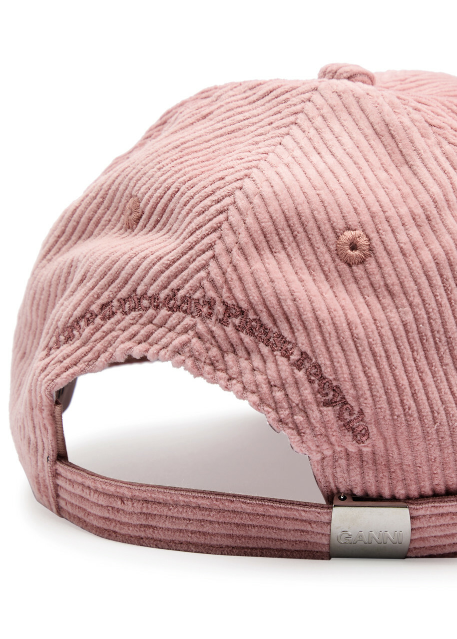 Ganni Logo-embroidered Corduroy cap - Pink - One Size GANNI
