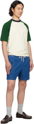 Drake's Blue Cotton Drawstring Denim Shorts