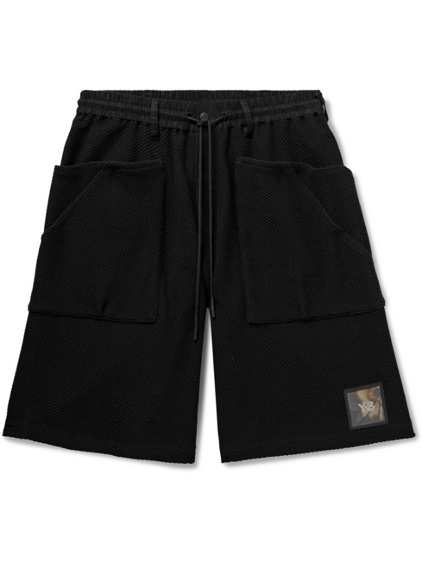 Photo: Y-3 - Shade Logo-Appliquéd Stretch-Mesh Drawstring Shorts - Black - S
