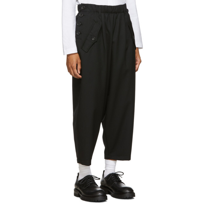 Tricot Comme des Garcons Black Gabardine Button Trousers Tricot