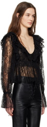 Chloé Black V-Neck Cropped Lace Blouse