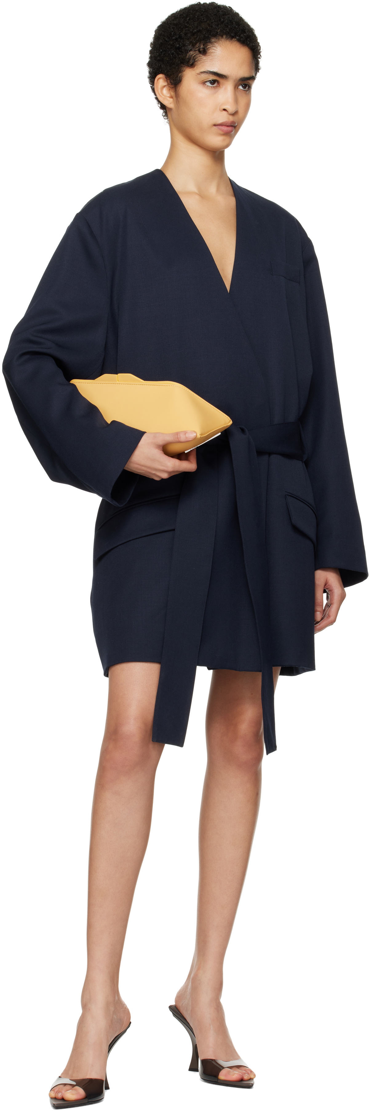 The Attico Navy Wrap Blazer