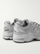 New Balance - M1000 Embroidered Faux Leather and Mesh Sneakers - Silver