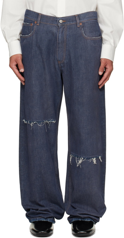Photo: MM6 Maison Margiela Navy Wide-Leg jeans
