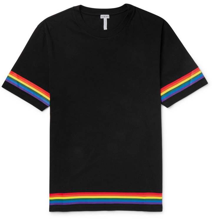 Photo: Loewe - Contrast-Tipped Logo-Print Cotton-Jersey T-Shirt - Men - Black