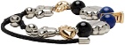 Lanvin Gold & Silver Metallic Beads Cord Bracelet