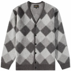 Beams Plus Men's Double Argyle Jacquard Cardigan in Grey