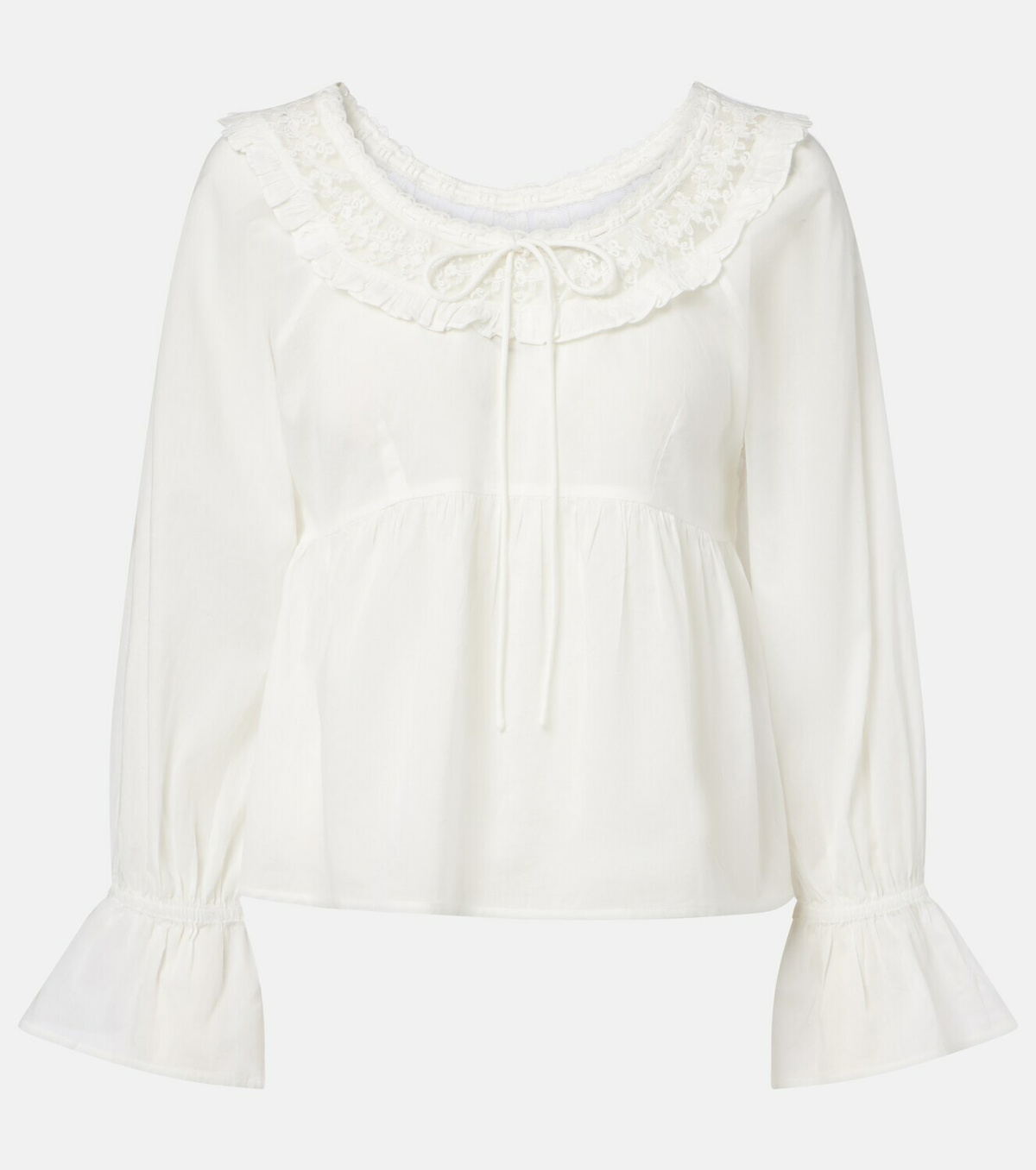 Posse Danielle lace-trimmed cotton blouse