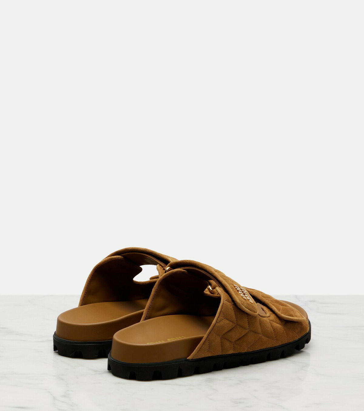 Miu Miu Quilted suede slides