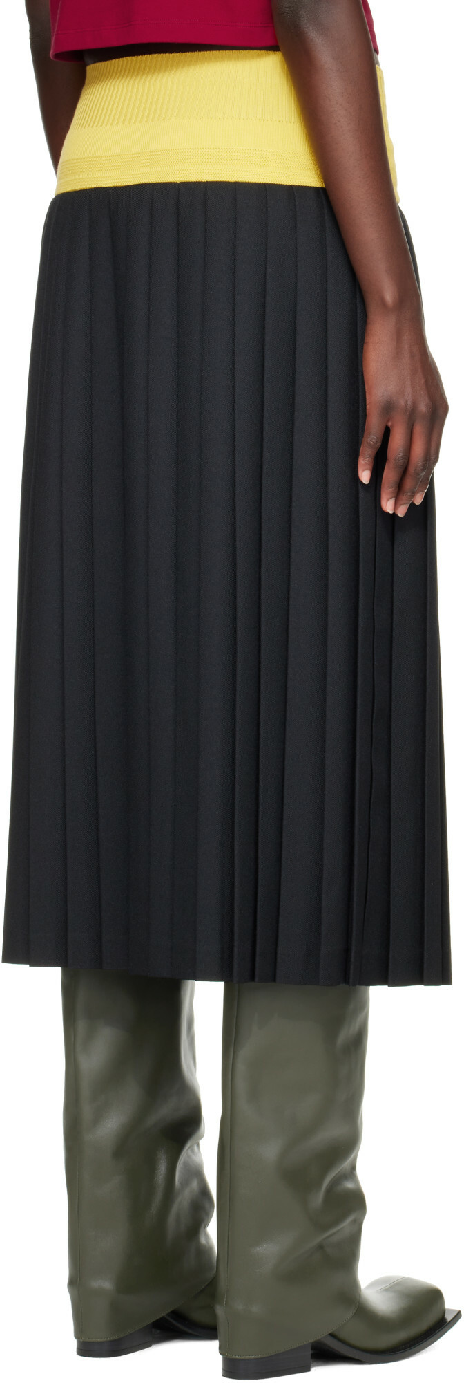 Stefan Cooke Black Match Midi Skirt