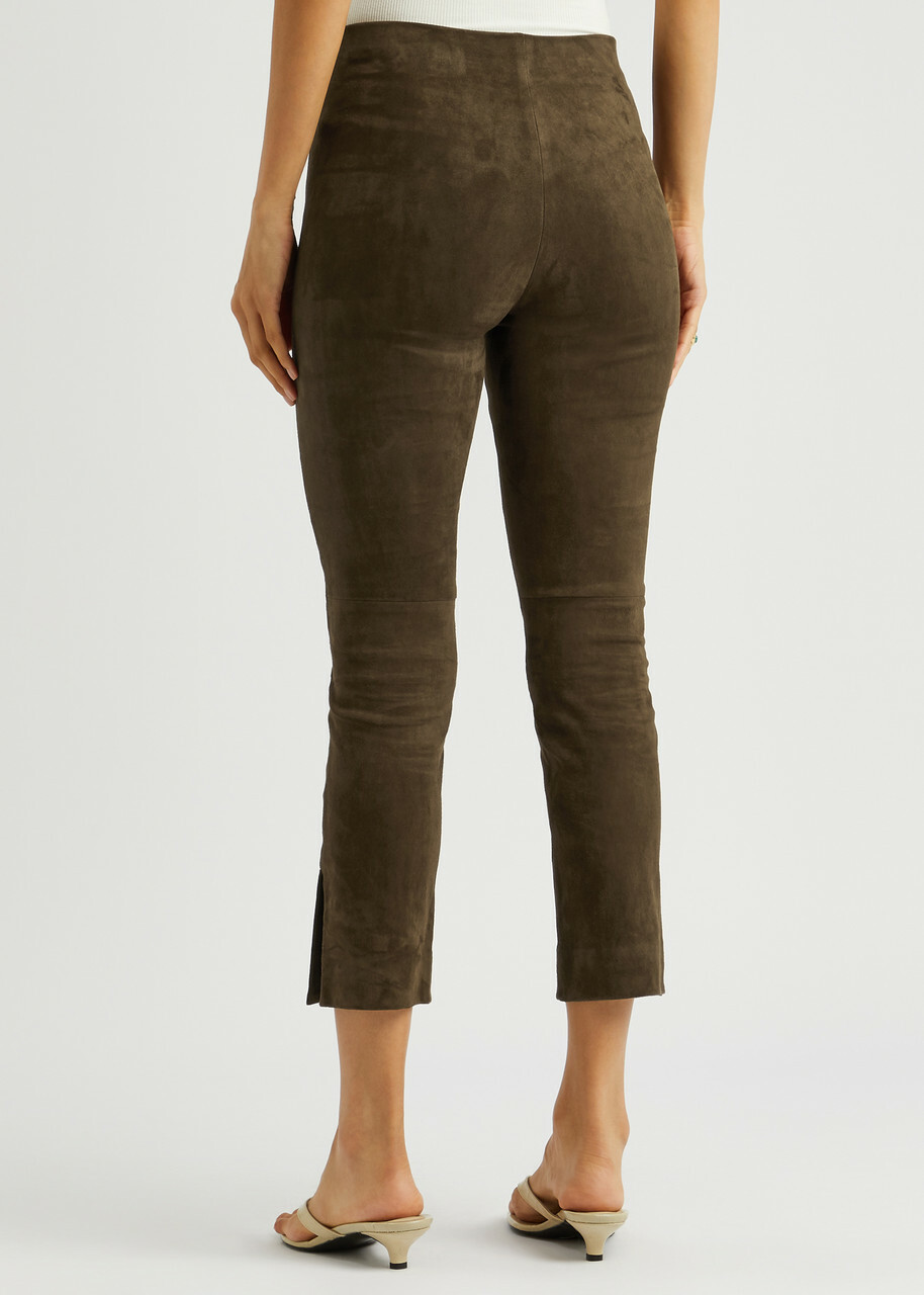 Vince Split-cuff Suede Trousers Brown