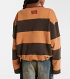 Acne Studios Folio striped cotton fleece polo sweatshirt