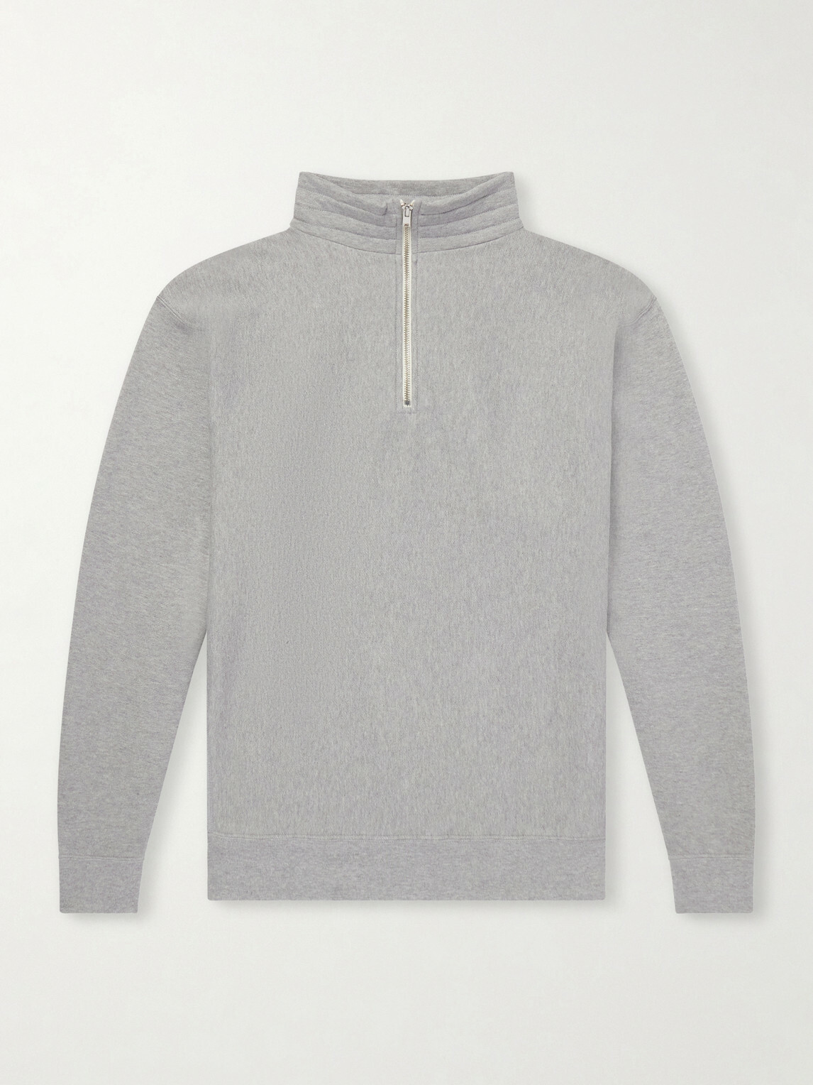 Kaptain Sunshine - Suvin Cotton-Jersey Half-Zip Sweatshirt - Gray