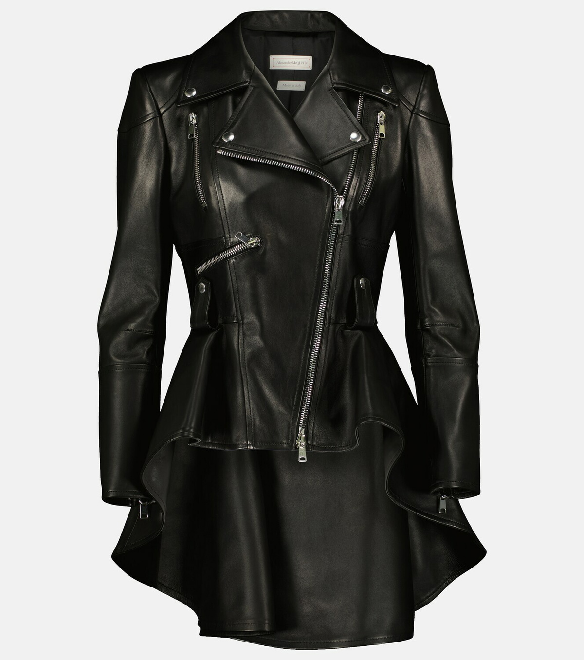 Alexander McQueen Peplum leather biker jacket