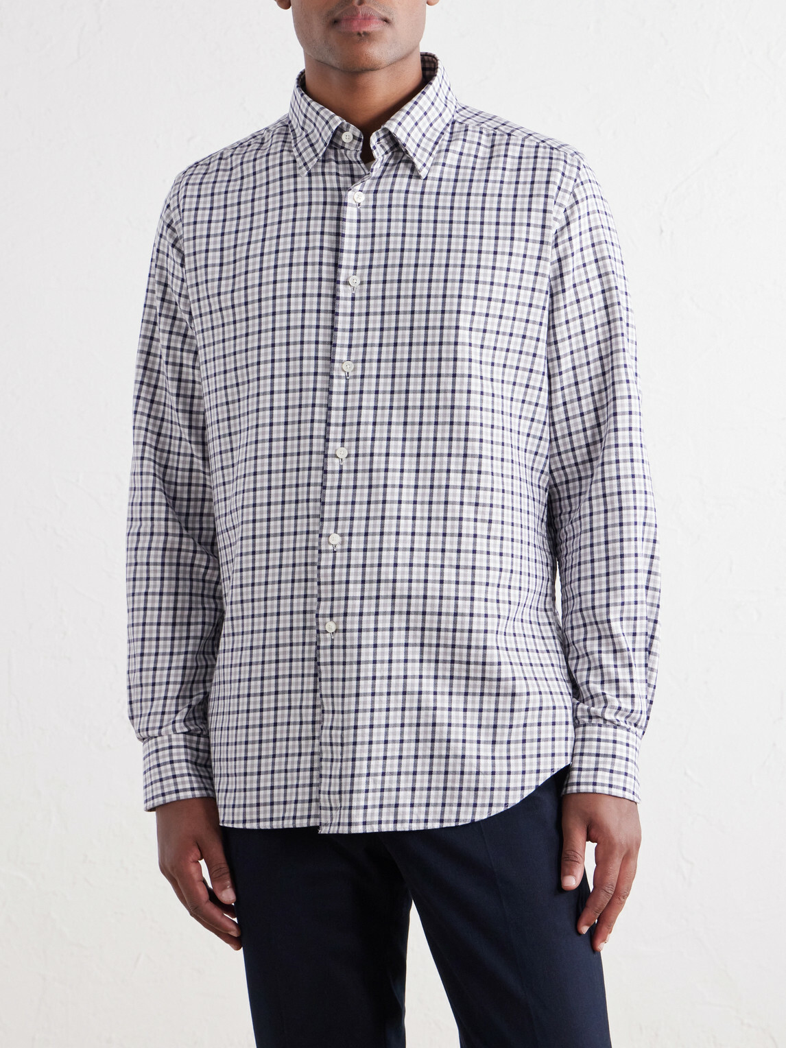 Slowear - Glanshirt Button-Down Collar Checked Cotton Shirt - Gray