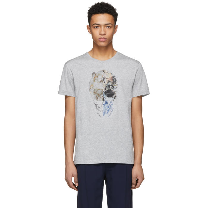 Photo: Alexander McQueen Grey Split Skull T-Shirt 