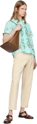 HARAGO Blue Embroidered Seaweed Shirt