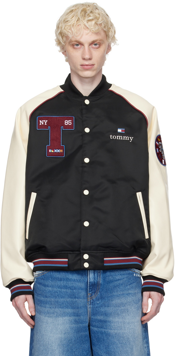 Tommy Jeans: Navy Embroidered Reversible Bomber Jacket
