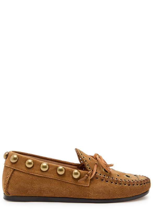 Photo: Isabel Marant Fitza Studded Suede Loafers Tan