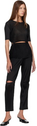 ISSEY MIYAKE Black Sheer Split Pleats Trousers