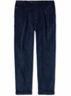 Baracuta - Straight-Leg Pleated Cotton-Corduroy Trousers - Blue
