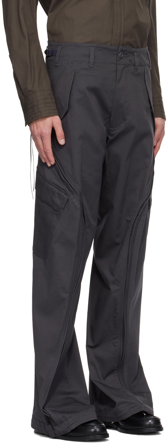 NVRFRGT Gray Twisted Cargo Pants