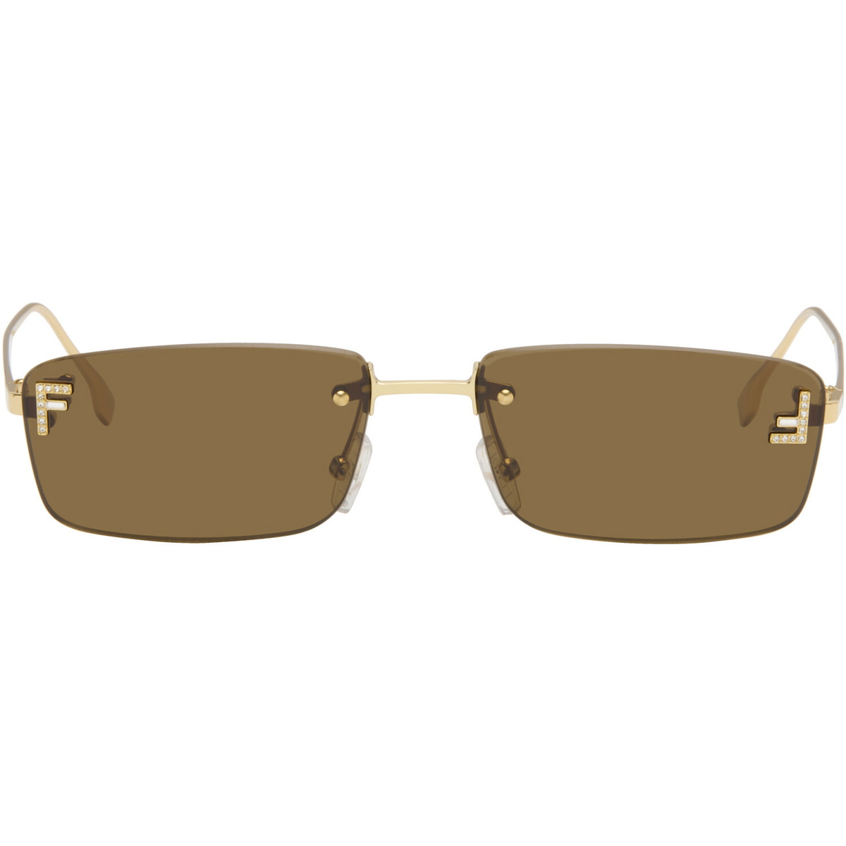 Fendi Gold 'Fendi First' Crystal Sunglasses