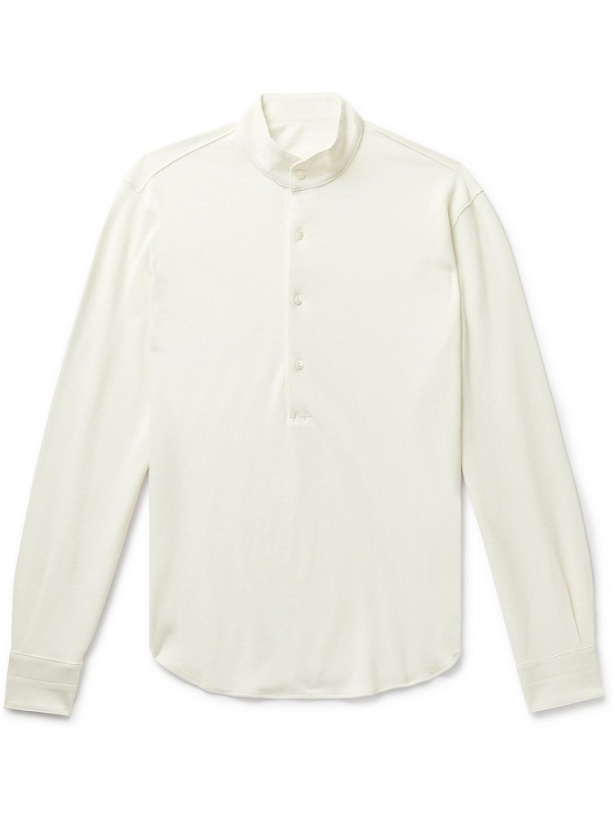 Photo: STÒFFA - Grandad-Collar Cotton-Piqué Shirt - Neutrals