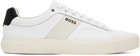 BOSS White Cupsole Contrast Band Sneakers