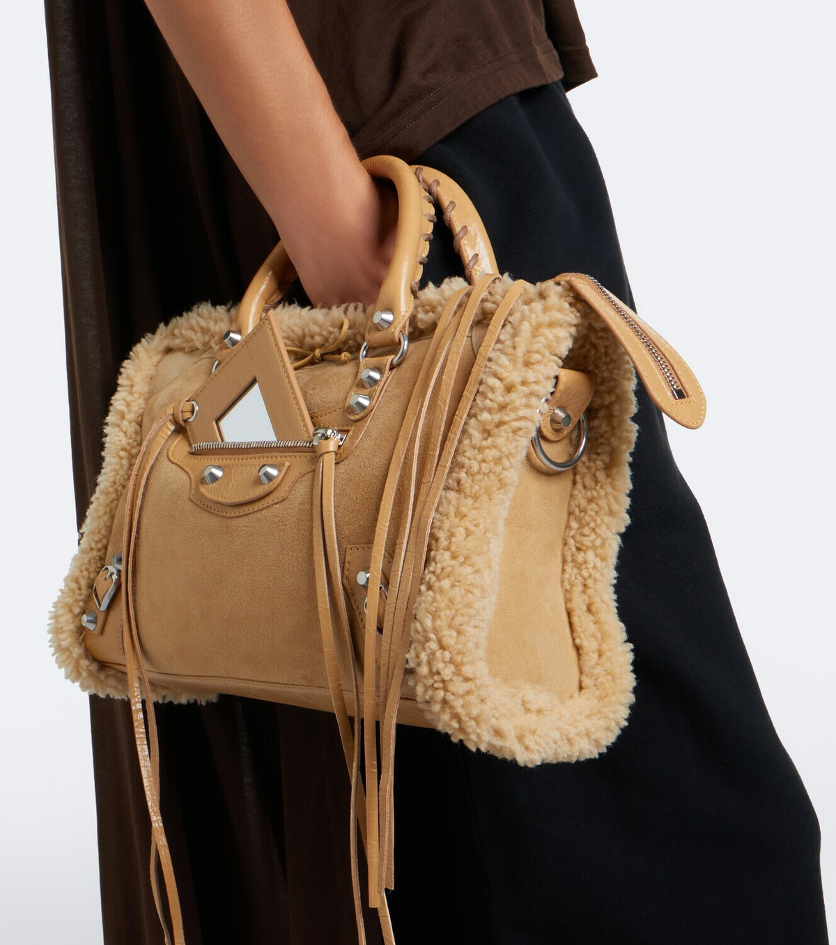 Balenciaga Le City Small suede top-handle bag