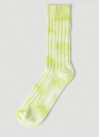 Tie Dye Ribbed Crew Socks in Yellow