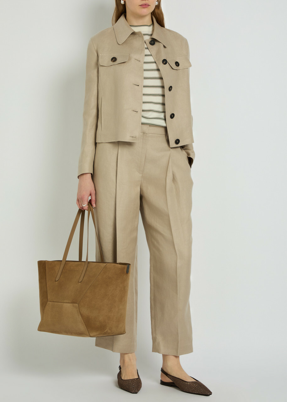 Brunello Cucinelli Straight-leg Linen Trousers Beige