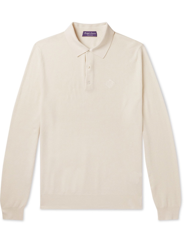 Photo: RALPH LAUREN PURPLE LABEL - Mulberry Silk and Cotton-Blend Polo Shirt - Neutrals - M