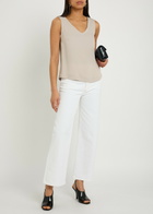 Herno V-neck Satin-crepe top Cream