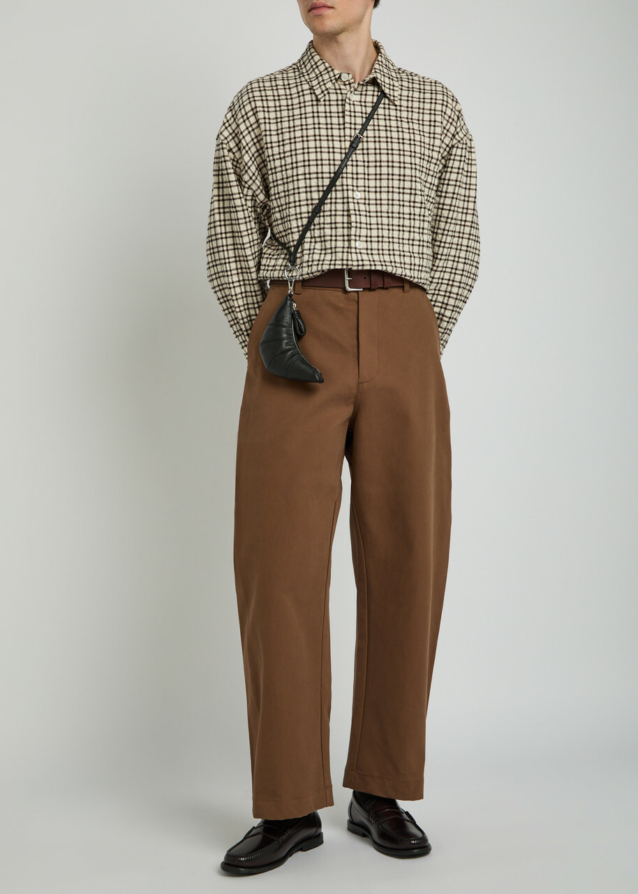 Studio Nicholson Bosworth Curved-leg Cotton Trousers Brown
