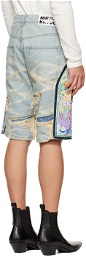 Who Decides War by MRDR BRVDO SSENSE Exclusive Blue Cathedral Shorts