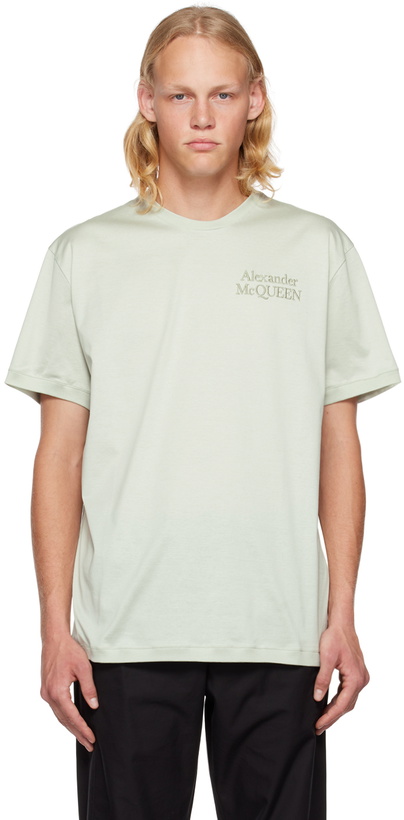 Photo: Alexander McQueen Green Embroidered T-Shirt