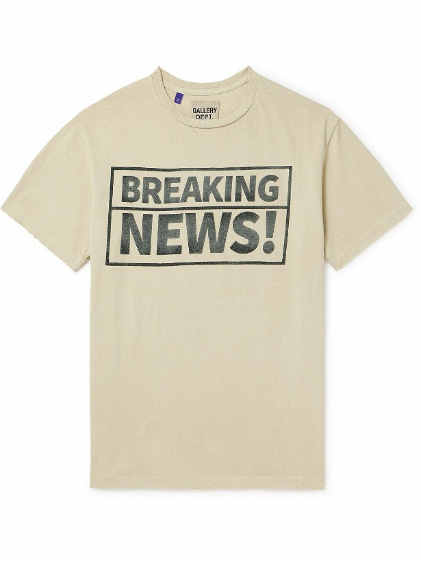 Photo: Gallery Dept. - Breaking News Distressed Printed Cotton-Jersey T-Shirt - Neutrals