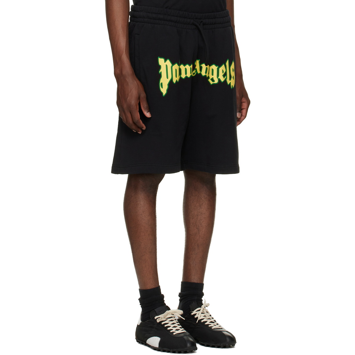 Palm Angels Black Outline Logo Sweat Shorts