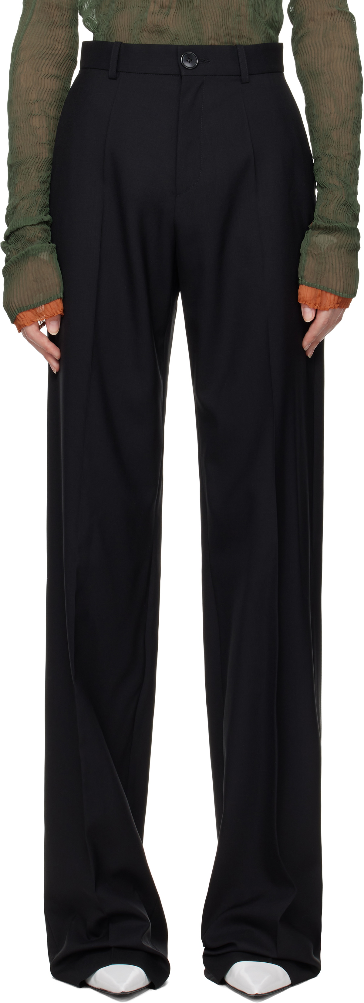 MARIE ADAM-LEENAERDT Black Classic Wool Trousers