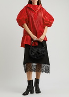 Simone Rocha Ruffled Hooded Nylon Poncho Red