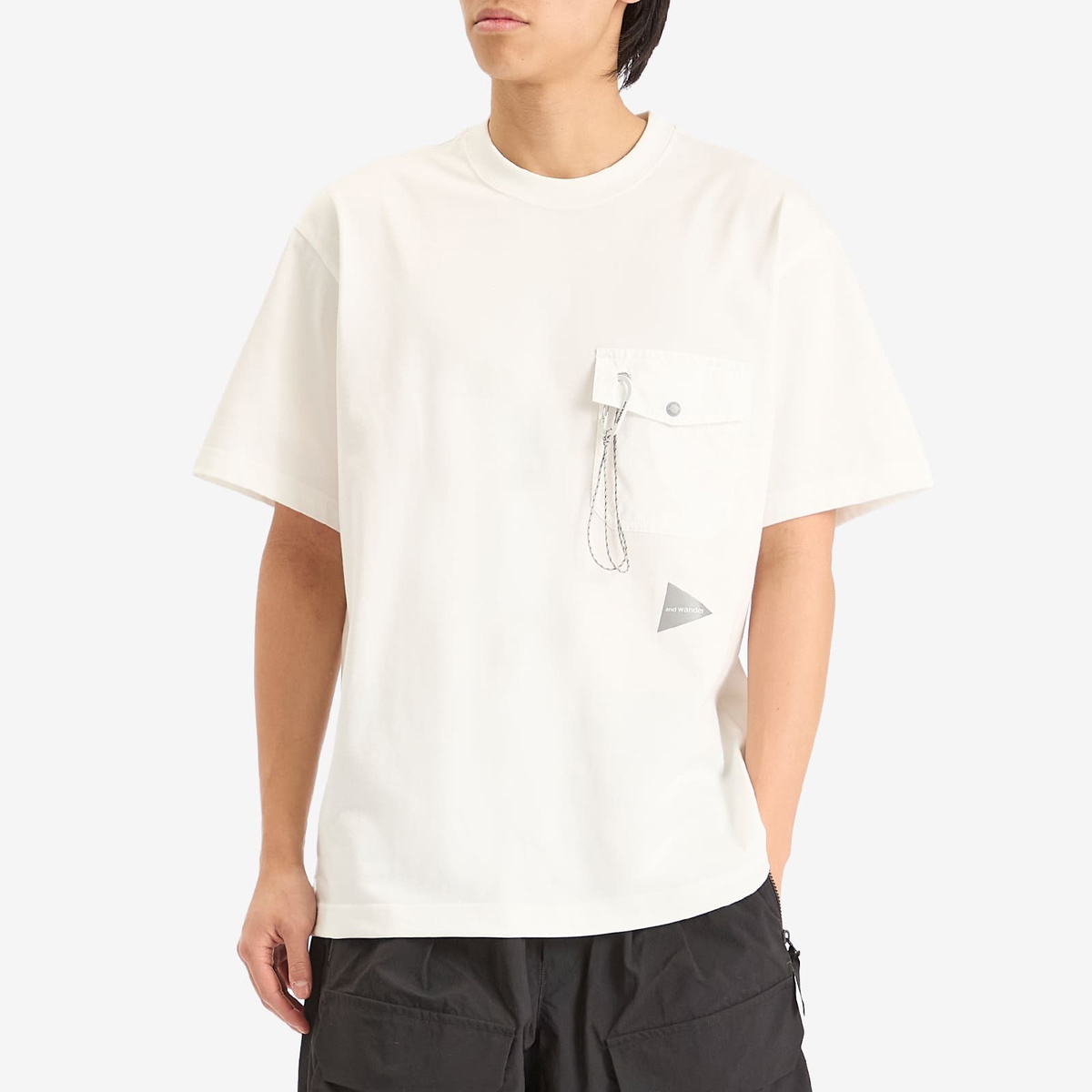 AND WANDER|SHORT-SLEEVED ROUND NECK T-SHIRTS (Pocket T and wander Men's Pocket T-Shirt in Off White and Wander